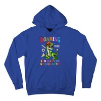 Roaring Into 100 Days Of Kindergarten Back To School Meaningful Gift Hoodie