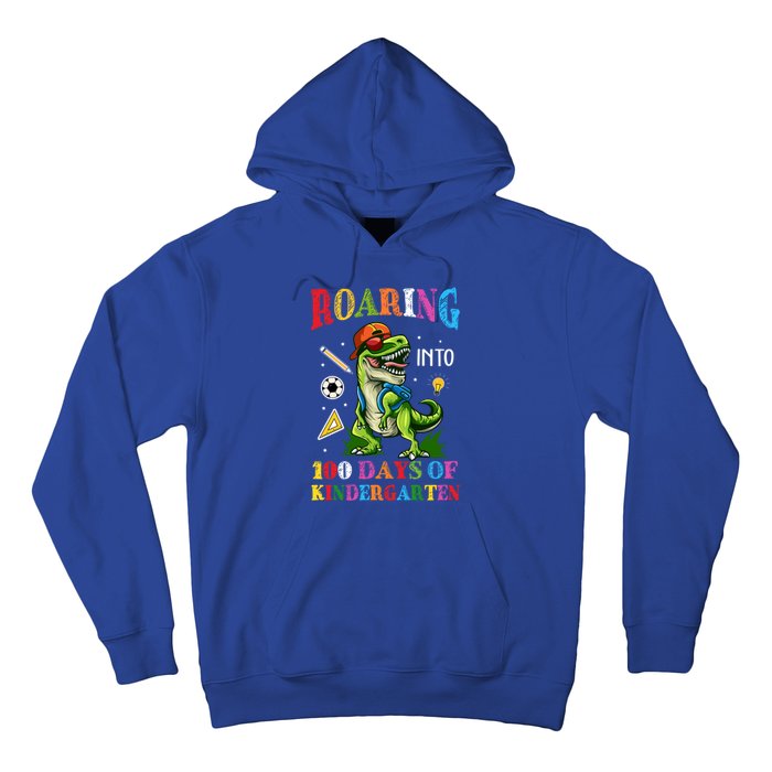 Roaring Into 100 Days Of Kindergarten Back To School Meaningful Gift Hoodie