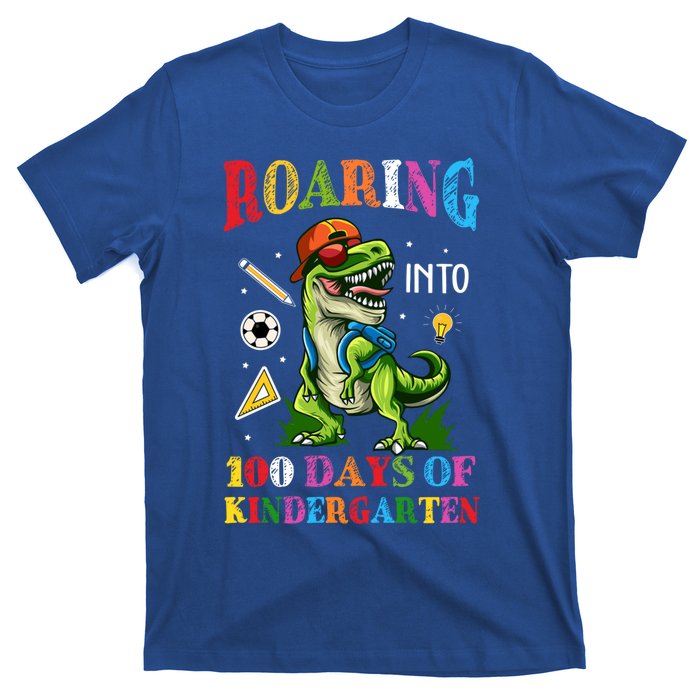 Roaring Into 100 Days Of Kindergarten Back To School Meaningful Gift T-Shirt