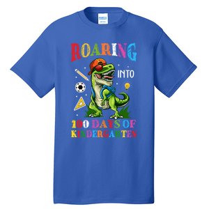 Roaring Into 100 Days Of Kindergarten Back To School Meaningful Gift Tall T-Shirt