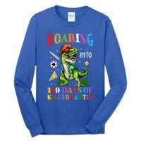 Roaring Into 100 Days Of Kindergarten Back To School Meaningful Gift Tall Long Sleeve T-Shirt