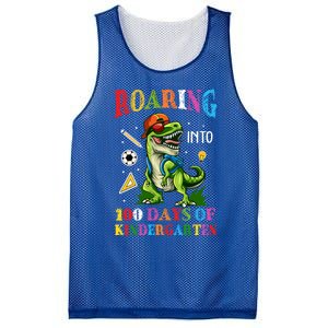 Roaring Into 100 Days Of Kindergarten Back To School Meaningful Gift Mesh Reversible Basketball Jersey Tank