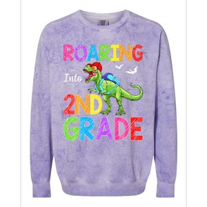 Roaring Into 2nd Grade Dinosaur Students Back To School Colorblast Crewneck Sweatshirt