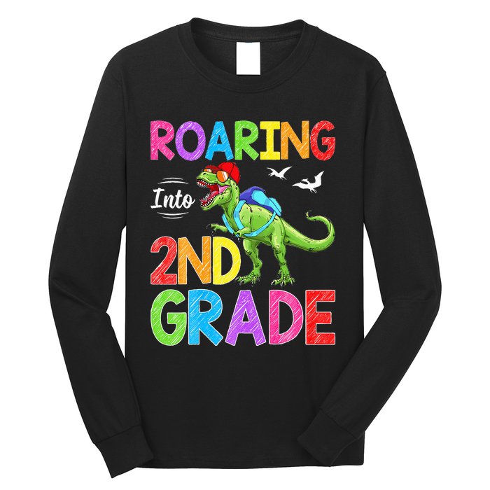 Roaring Into 2nd Grade Dinosaur Students Back To School Long Sleeve Shirt