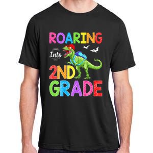 Roaring Into 2nd Grade Dinosaur Students Back To School Adult ChromaSoft Performance T-Shirt