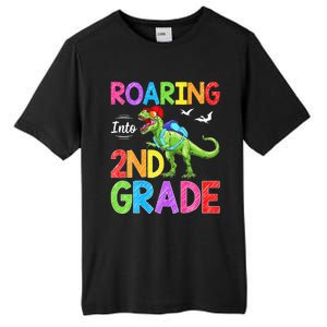 Roaring Into 2nd Grade Dinosaur Students Back To School Tall Fusion ChromaSoft Performance T-Shirt