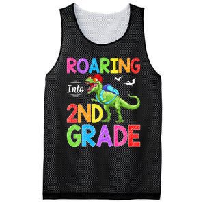 Roaring Into 2nd Grade Dinosaur Students Back To School Mesh Reversible Basketball Jersey Tank