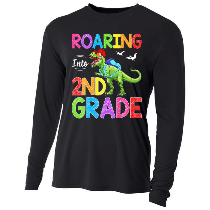 Roaring Into 2nd Grade Dinosaur Students Back To School Cooling Performance Long Sleeve Crew