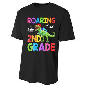 Roaring Into 2nd Grade Dinosaur Students Back To School Performance Sprint T-Shirt