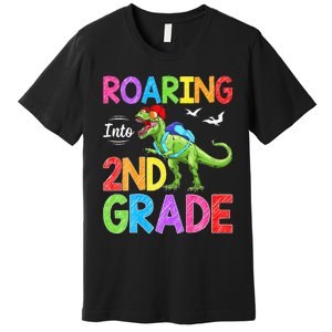 Roaring Into 2nd Grade Dinosaur Students Back To School Premium T-Shirt