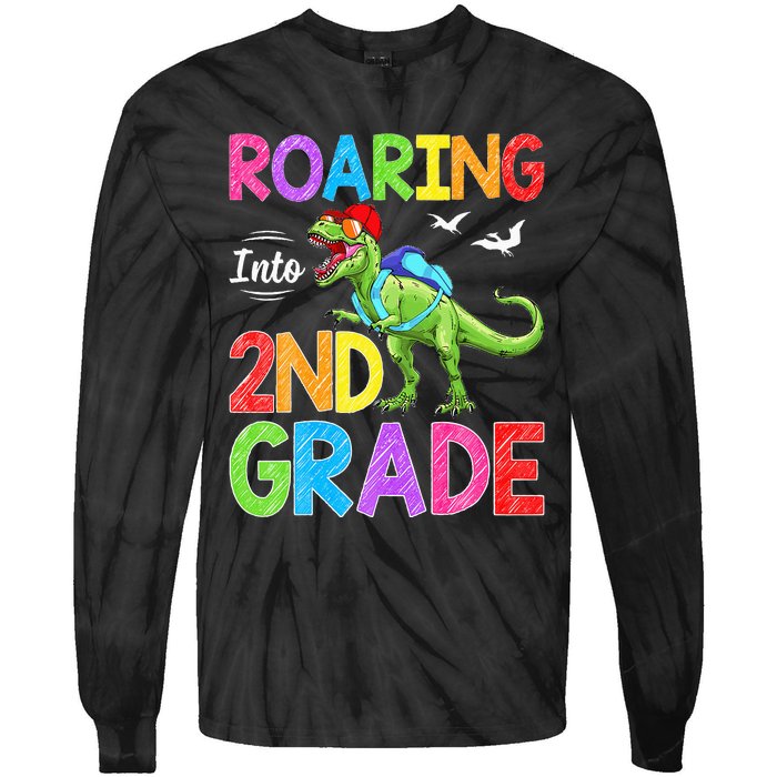 Roaring Into 2nd Grade Dinosaur Students Back To School Tie-Dye Long Sleeve Shirt