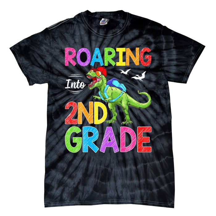 Roaring Into 2nd Grade Dinosaur Students Back To School Tie-Dye T-Shirt