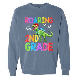 Roaring Into 2nd Grade Dinosaur Students Back To School Garment-Dyed Sweatshirt