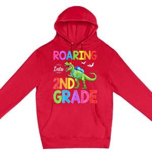 Roaring Into 2nd Grade Dinosaur Students Back To School Premium Pullover Hoodie