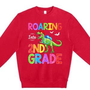 Roaring Into 2nd Grade Dinosaur Students Back To School Premium Crewneck Sweatshirt