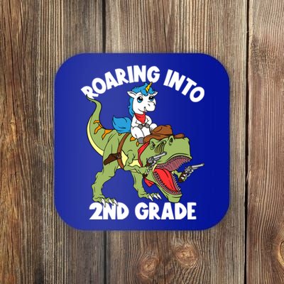 Roaring Into 2nd Grade Unicorn Riding Dinosaur Great Gift Coaster