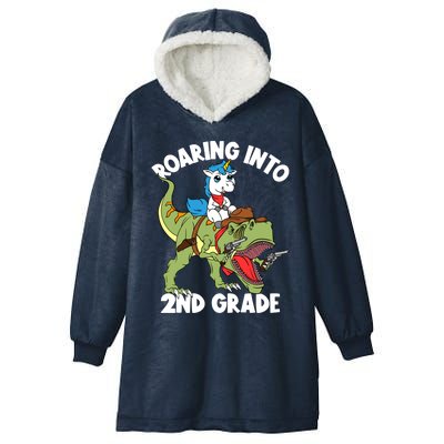 Roaring Into 2nd Grade Unicorn Riding Dinosaur Great Gift Hooded Wearable Blanket