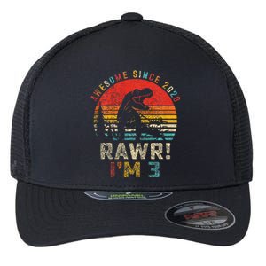 Rawr I’m 3 Dinosaur 3rd Birthday Gift Awesome Since 2020 Flexfit Unipanel Trucker Cap