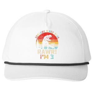 Rawr I’m 3 Dinosaur 3rd Birthday Gift Awesome Since 2020 Snapback Five-Panel Rope Hat