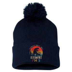 Rawr I’m 3 Dinosaur 3rd Birthday Gift Awesome Since 2020 Pom Pom 12in Knit Beanie