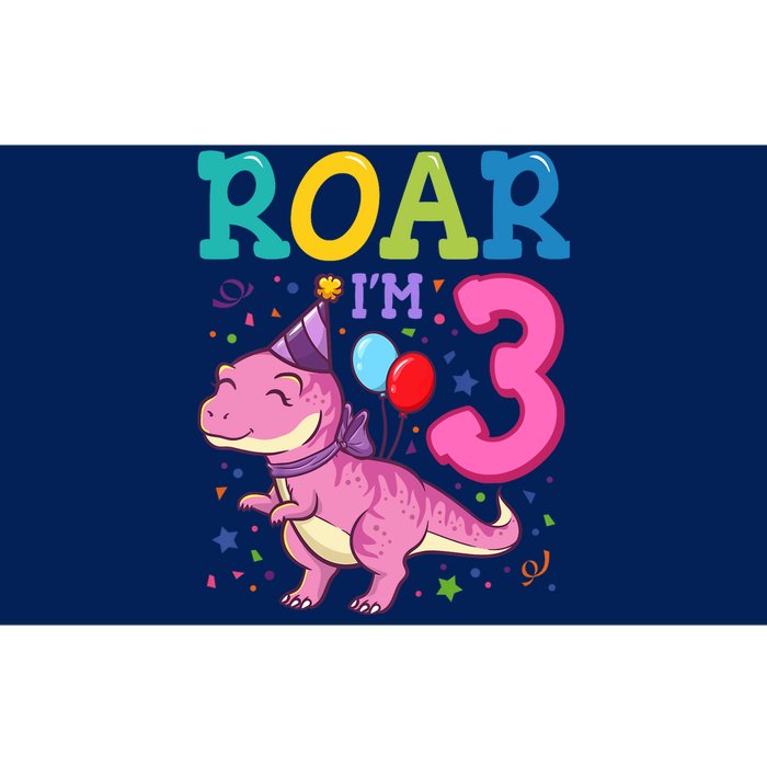 Roar Im 3 Year Old Dinosaur Girl 3rd Birthday Party Bumper Sticker