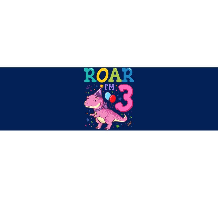 Roar Im 3 Year Old Dinosaur Girl 3rd Birthday Party Bumper Sticker