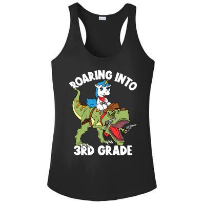 Roaring Into 3rd Grade Unicorn Riding Dinosaur Gift Ladies PosiCharge Competitor Racerback Tank