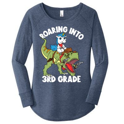 Roaring Into 3rd Grade Unicorn Riding Dinosaur Gift Women's Perfect Tri Tunic Long Sleeve Shirt