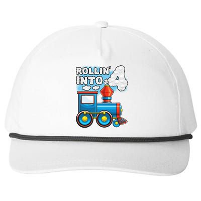 Rollin Into 4 Train 4th Birthday Party Supply Birthday Boy Snapback Five-Panel Rope Hat