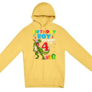 Rawr I'm 4 4th Birthday T Rex Dinosaur 4 Years Old Gift Premium Pullover Hoodie