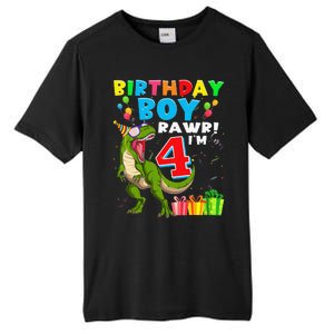 Rawr I'm 4 4th Birthday T Rex Dinosaur 4 Years Old Gift Tall Fusion ChromaSoft Performance T-Shirt