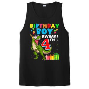 Rawr I'm 4 4th Birthday T Rex Dinosaur 4 Years Old Gift PosiCharge Competitor Tank