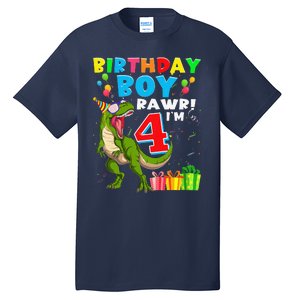 Rawr I'm 4 4th Birthday T Rex Dinosaur 4 Years Old Gift Tall T-Shirt