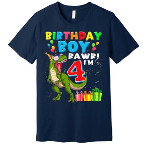 Rawr I'm 4 4th Birthday T Rex Dinosaur 4 Years Old Gift Premium T-Shirt