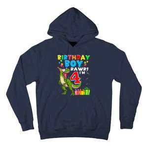 Rawr I'm 4 4th Birthday T Rex Dinosaur 4 Years Old Gift Tall Hoodie