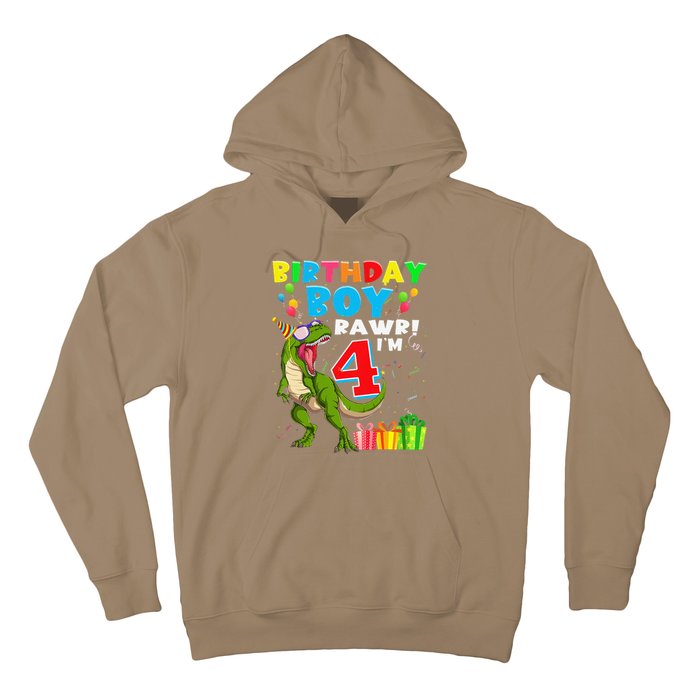 Rawr I'm 4 4th Birthday T Rex Dinosaur 4 Years Old Gift Hoodie