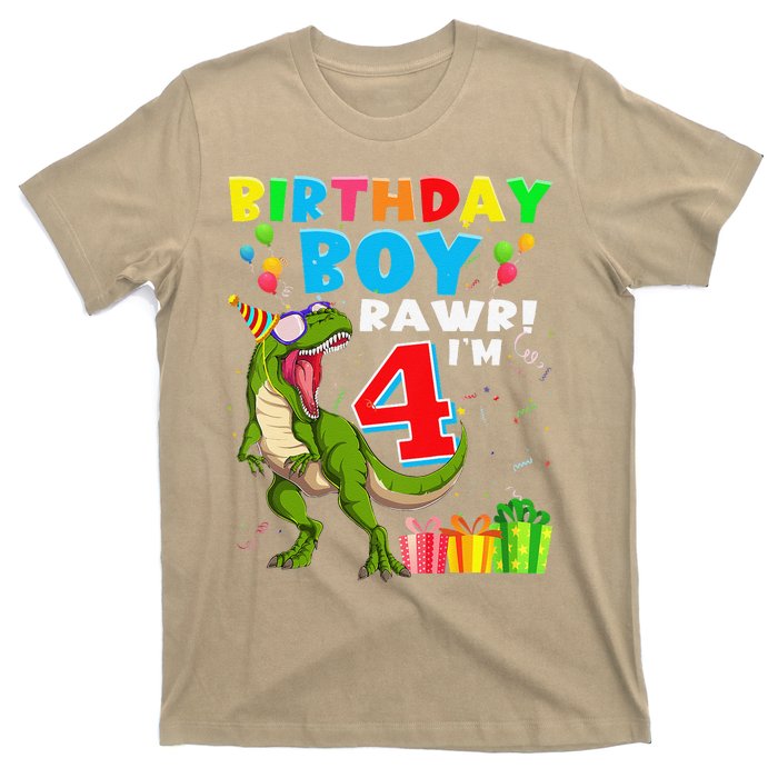 Rawr I'm 4 4th Birthday T Rex Dinosaur 4 Years Old Gift T-Shirt