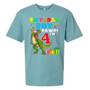 Rawr I'm 4 4th Birthday T Rex Dinosaur 4 Years Old Gift Sueded Cloud Jersey T-Shirt