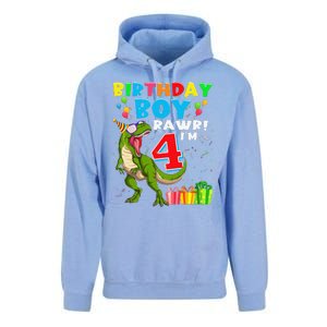 Rawr I'm 4 4th Birthday T Rex Dinosaur 4 Years Old Gift Unisex Surf Hoodie