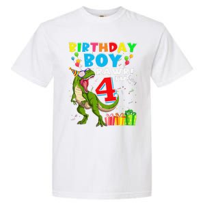 Rawr I'm 4 4th Birthday T Rex Dinosaur 4 Years Old Gift Garment-Dyed Heavyweight T-Shirt