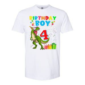 Rawr I'm 4 4th Birthday T Rex Dinosaur 4 Years Old Gift Softstyle CVC T-Shirt