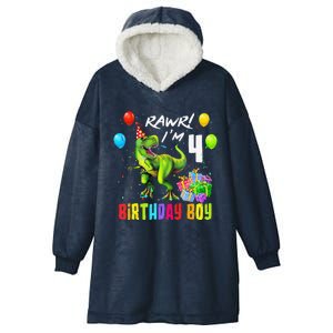 Rawr I'm 4 4th Birthday T Rex Dinosaur Party Gift Party Hooded Wearable Blanket