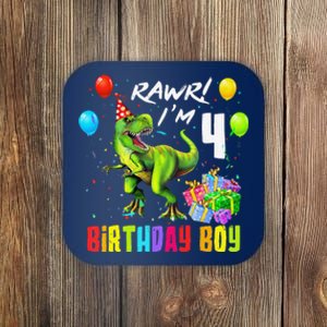 Rawr I'm 4 4th Birthday T Rex Dinosaur Party Gift Party Coaster