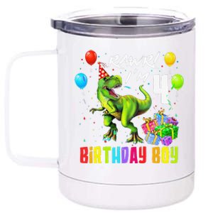 Rawr I'm 4 4th Birthday T Rex Dinosaur Party Gift Party 12 oz Stainless Steel Tumbler Cup