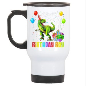 Rawr I'm 4 4th Birthday T Rex Dinosaur Party Gift Party Stainless Steel Travel Mug