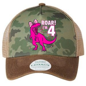 Roar i'm 4 (four year old dinosaur birthday) 4th Dino Theme Legacy Tie Dye Trucker Hat