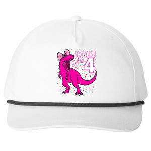 Roar i'm 4 (four year old dinosaur birthday) 4th Dino Theme Snapback Five-Panel Rope Hat