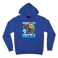 Rawr I'm 4 Monster Truck Dinosaur 4th Birthday Party Boys Hoodie