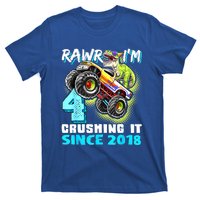 Rawr I'm 4 Monster Truck Dinosaur 4th Birthday Party Boys T-Shirt