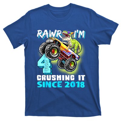 Rawr I'm 4 Monster Truck Dinosaur 4th Birthday Party Boys T-Shirt